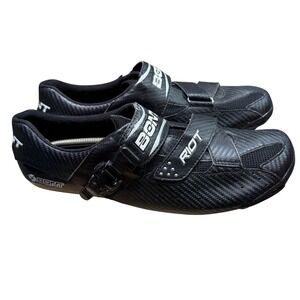 Bont Riot Road Cycling Shoes Mens EU 49 US 14.5 Black 3-Bolt Carbon Sole Ratchet
